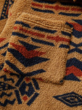 Western Aztec Pattern Fleece Button - Up Shacket - CELIVINE