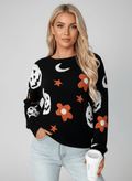 Halloween Pattern Long Sleeve Sweater - CELIVINE