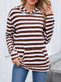 Striped Dropped Shoulder Hoodie - CELIVINE