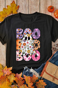 BOO Ghost Graphic Round Neck Short Sleeve T-Shirt - CELIVINE