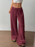 Full Size Drawstring Wide Leg Pants Plus Size - CELIVINE