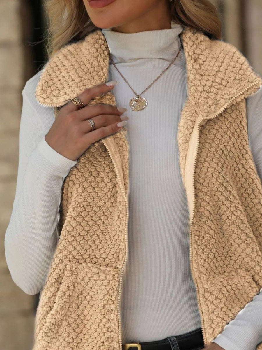 Zip - Up Vest Coat - CELIVINE