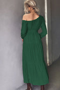 Belted One - Shoulder Tiered Maxi Dress - CELIVINE