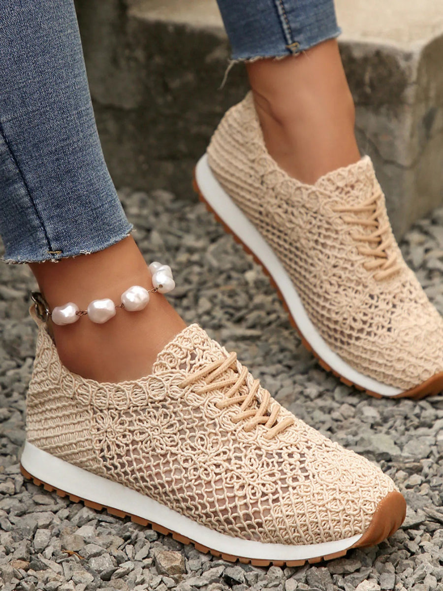 Breathable Mesh Lace - Up Sneakers - CELIVINE