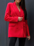 Double - Breasted Long Sleeve Blazer - CELIVINE