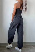Cutout Square Neck Wide Strap Active Jumpsuit - CELIVINE