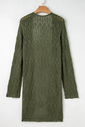 Openwork Open Front Long Sleeve Cardigan - CELIVINE