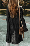 Openwork Open Front Long Sleeve Cardigan - CELIVINE