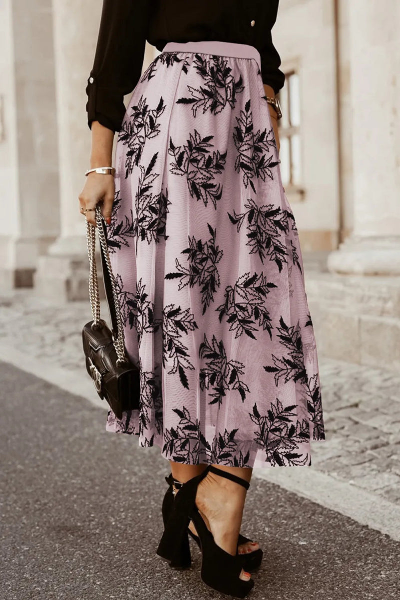 Embroidered High Waist Maxi Skirt - CELIVINE