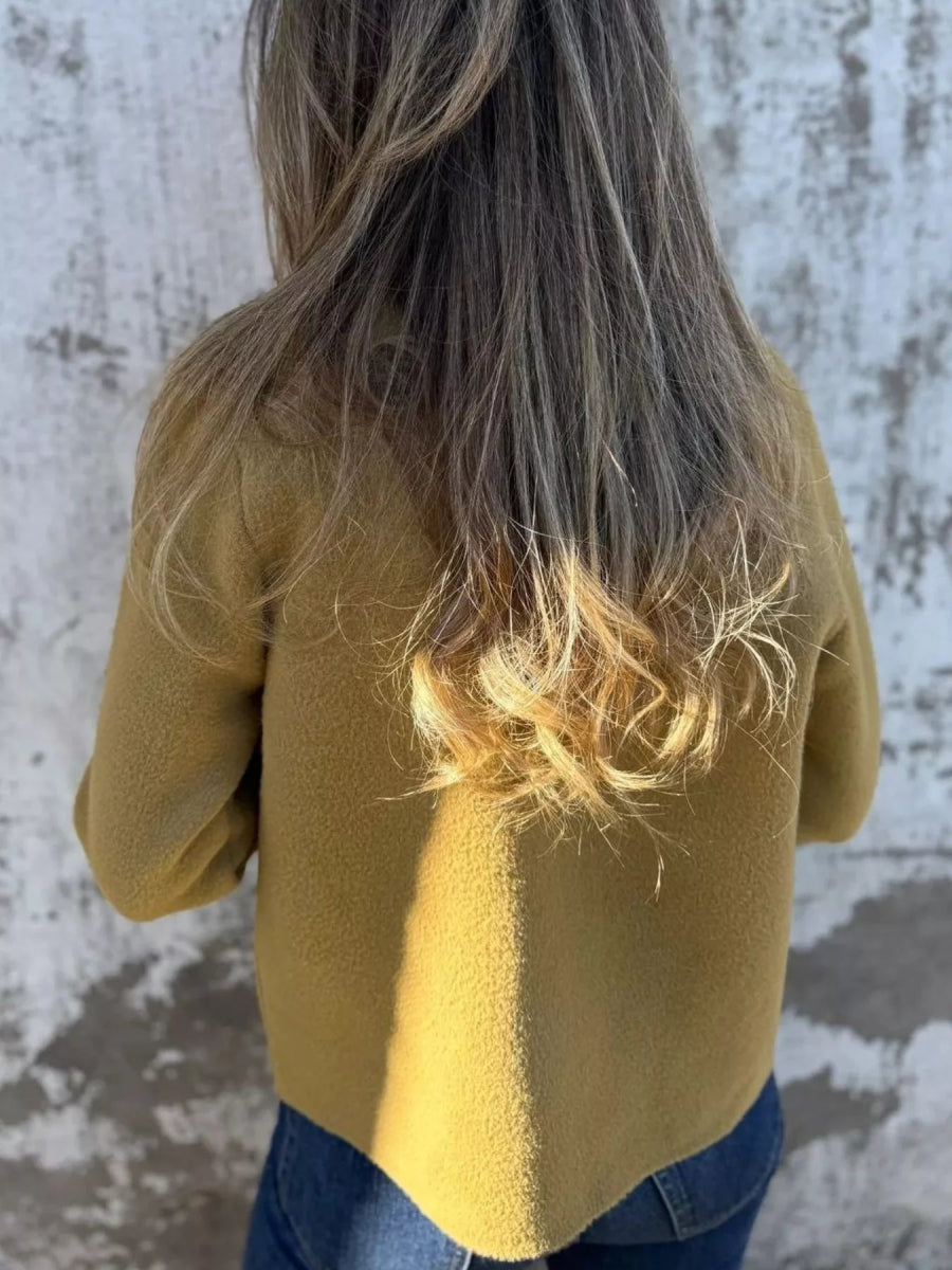 Full Size Double - Breasted Lapel Collar Blazer Plus Size - CELIVINE