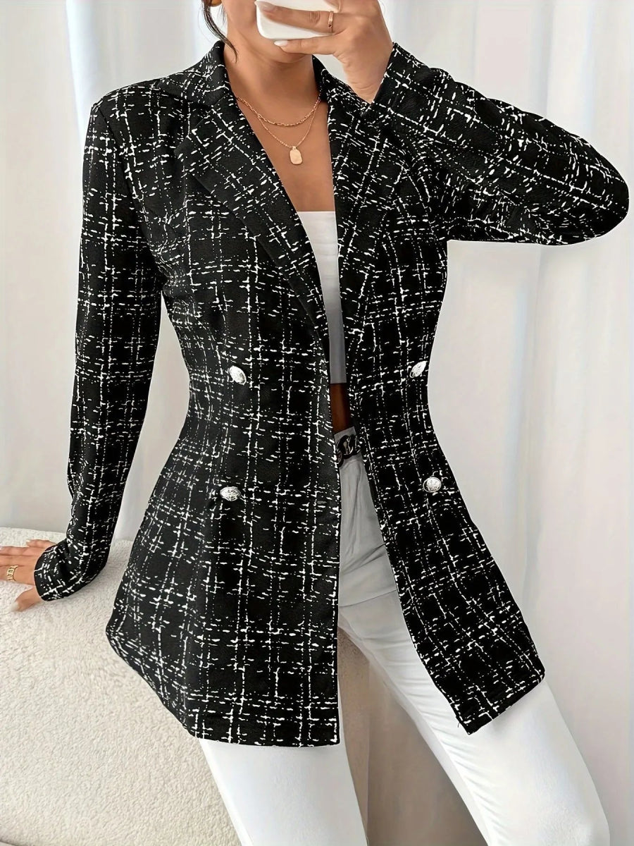 Tweed Double - Breasted Blazer - CELIVINE