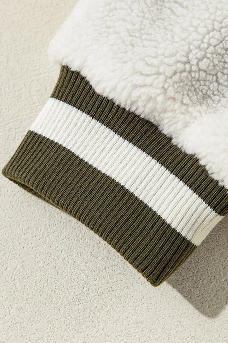 Contrast Baseball Collar Snap Down Long Sleeve Jacket - CELIVINE