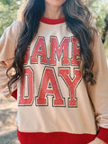 GAME DAY Letter Graphic Round Neck Sweatshirt - CELIVINE