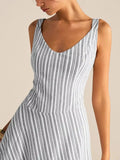 Full Size Striped Sleeveless Midi Dress Plus Size - CELIVINE