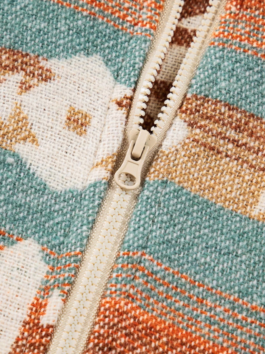 Quarter Zip Elastic Cuffs Aztec Sweatshirt - CELIVINE