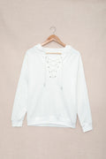 Lace Up Long Sleeve Hoodie - CELIVINE