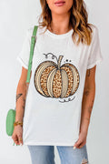 Pumpkin Round Neck Short Sleeve T-Shirt - CELIVINE