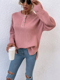 Quarter - Button Slit Sweater - CELIVINE