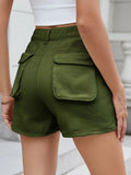 High Waist Utility Pocket Denim Shorts - CELIVINE