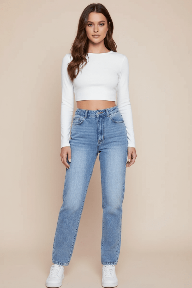 Straight Jeans with Pockets - CELIVINE