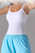 Scoop Neck Active Tank with Detachable Chest Pads - CELIVINE