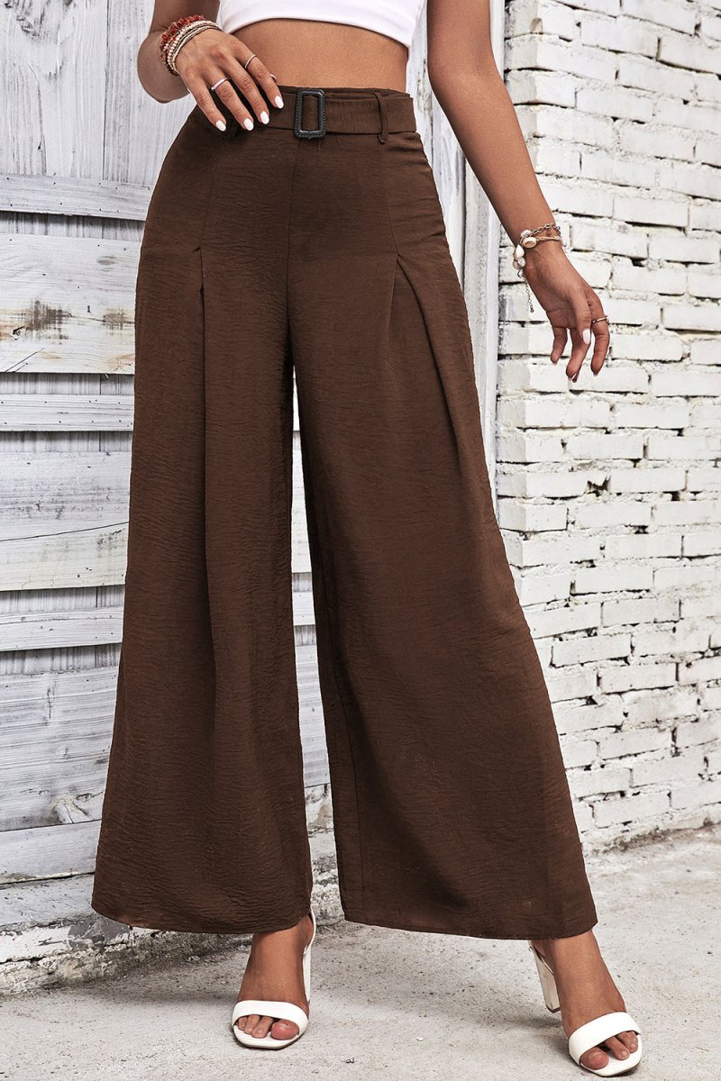 High Waisted Wide Leg Pants - CELIVINE
