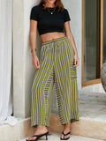Contrast Striped Wide leg Pants - CELIVINE