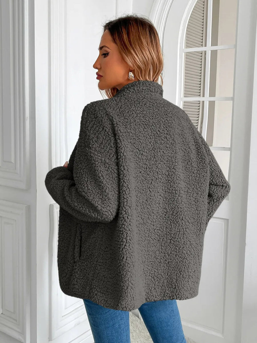 Ivy Lane Zip Up Long Sleeve Fuzzy Jacket - CELIVINE