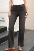High - Waisted Wide - Leg Vintage Wash Jeans - CELIVINE