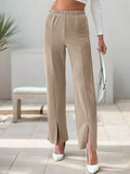 High - Waisted Slit Pants - CELIVINE