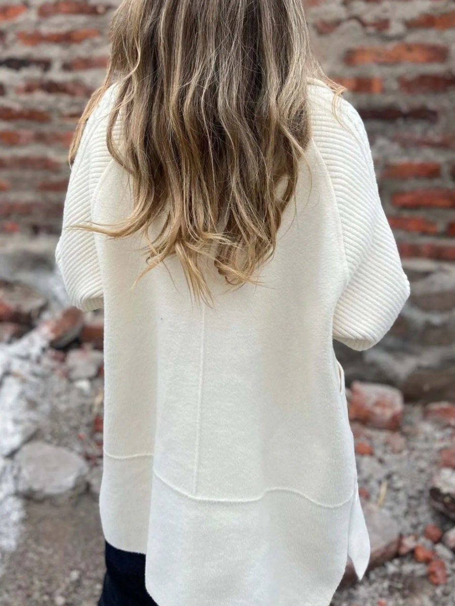 Full Size Texture Knit Longline Coat Plus Size - CELIVINE