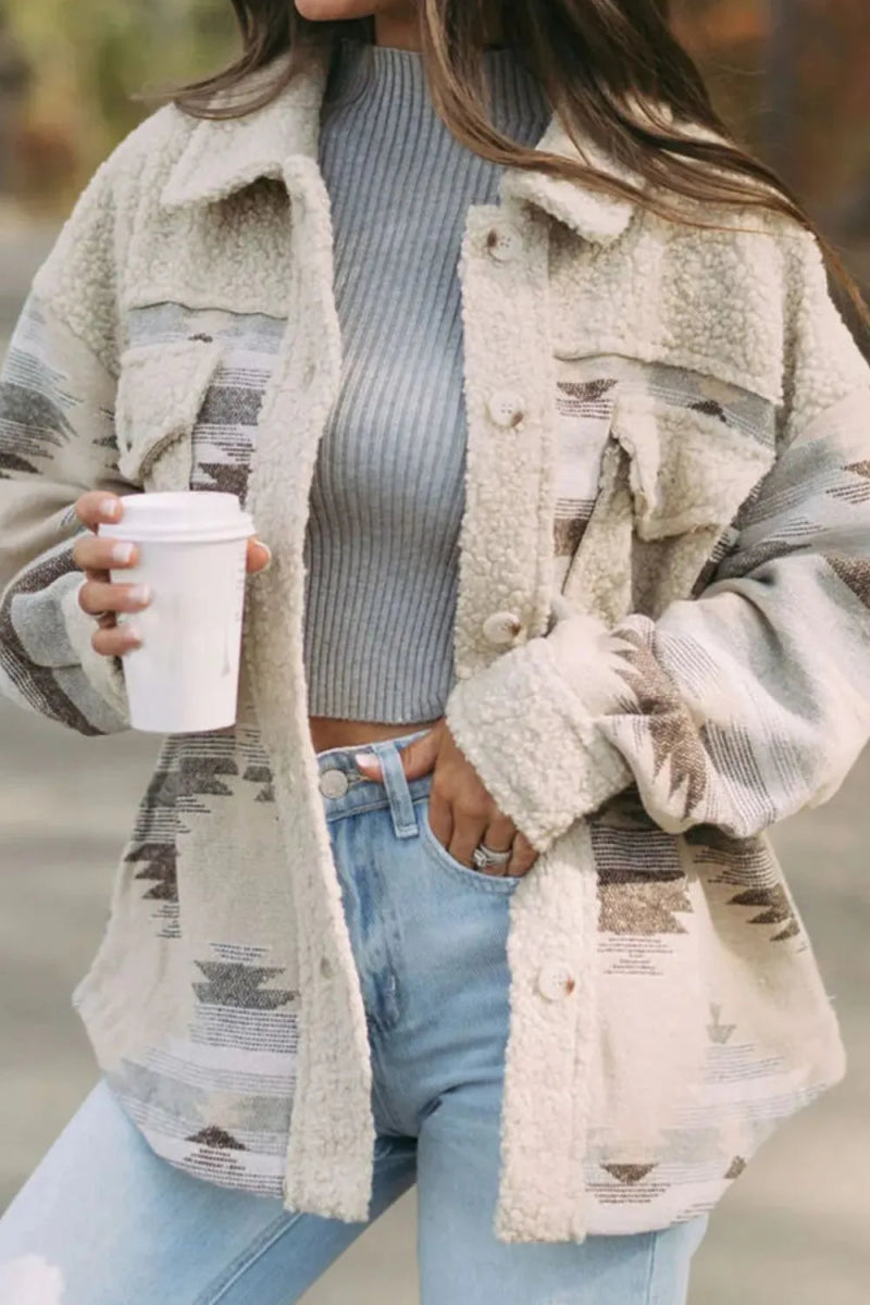 Button Up Long Sleeve Jacket - CELIVINE