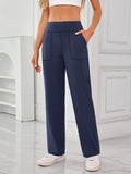 High Waist Active Pants with Pockets - CELIVINE
