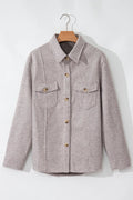 Button Up Collared Neck Long Sleeve Jacket - CELIVINE