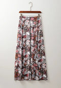 Floral Elastic Waist Maxi Skirt - CELIVINE