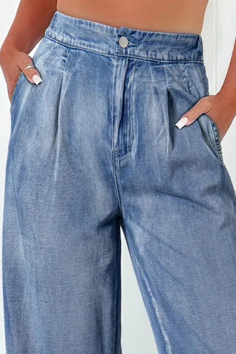 High Waist Wide Leg Jeans - CELIVINE