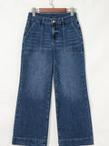 Cropped High Rise Wide Leg Jeans - CELIVINE