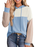 Drawstring Color Block Long Sleeve Hoodie - CELIVINE