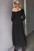 Belted One - Shoulder Tiered Maxi Dress - CELIVINE
