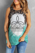Leopard Geometric Round Neck Tank - CELIVINE