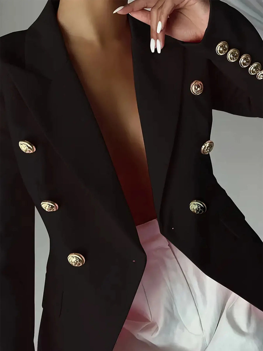 Decor Button Lapel Collar Blazer - CELIVINE