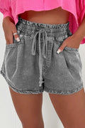 Drawstring Denim Shorts - CELIVINE