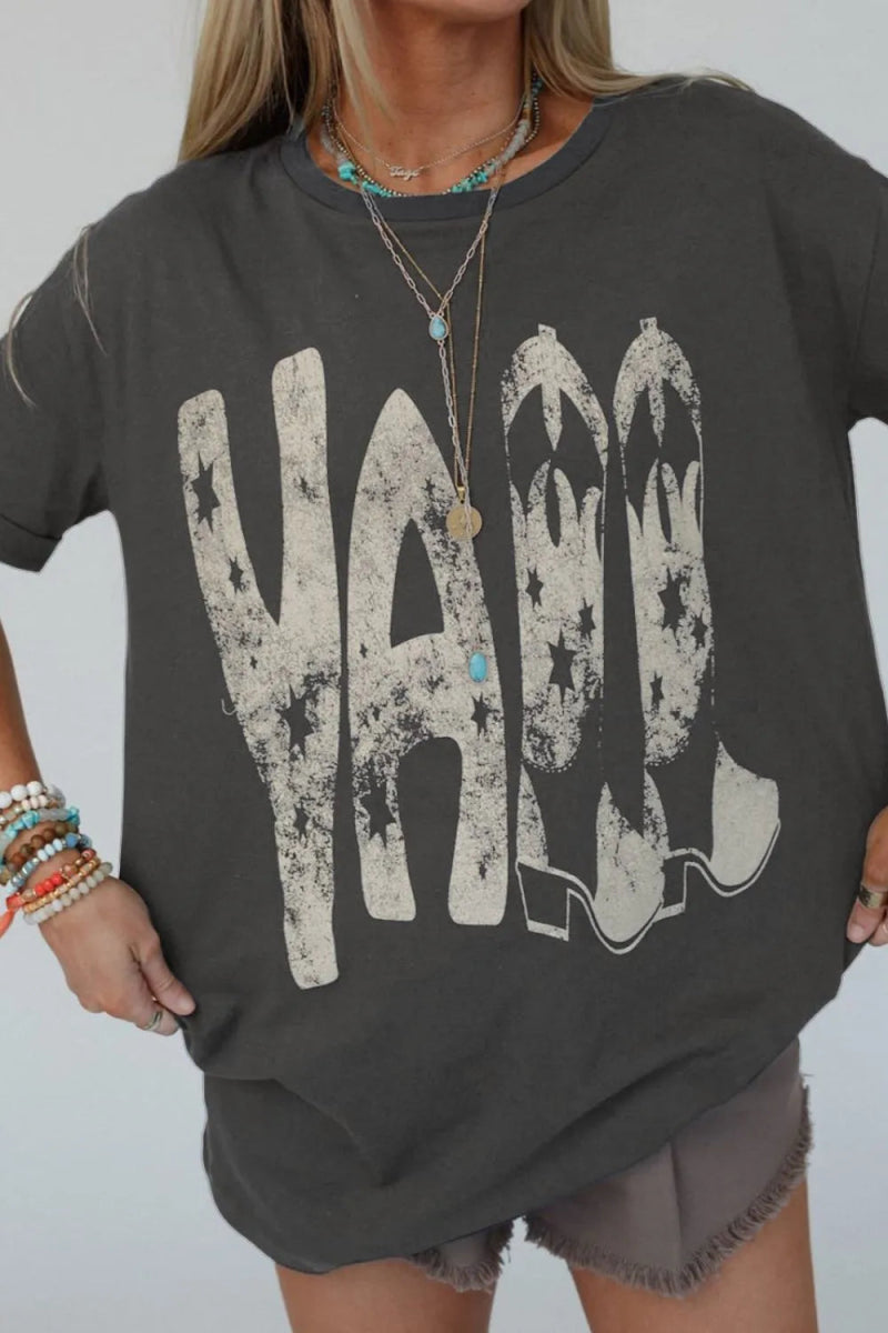 YALL Cowboy Boots Graphic Short Sleeve T-Shirt - CELIVINE