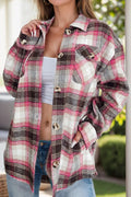 Plaid Button Up Long Sleeve Shacket - CELIVINE