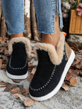 Furry Suede Round Toe Flat Sneakers - CELIVINE