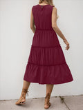 Frill Tiered Midi Dress - CELIVINE