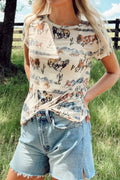 Western Fashion Mustang River Printed Mesh T Shirt - CELIVINE