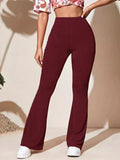 Full Size High - Waist Flare Active Pants Plus Size - CELIVINE