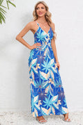 Printed Surplice Maxi Cami Dress - CELIVINE