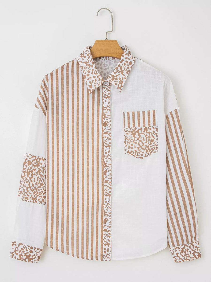 Leopard Striped Western Casual Shirt - CELIVINE